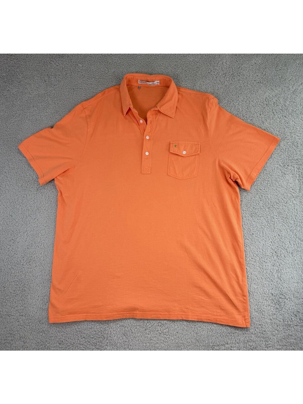Criquet Golf Polo Shirt Men XXL Orange Organic Cotton Pocket Flap Logo